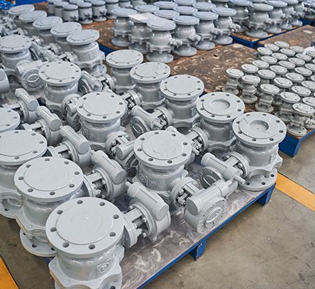 Industrial valves in the workshop